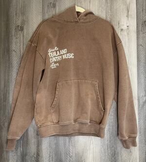 Los Sundays Tequila Country Music Hoodie Small Brown Vintage Wash Graphic